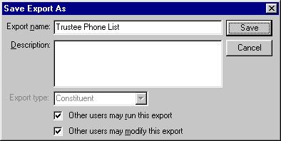 14 CHAPTER 1 26. Click Save and the export processes. A screen appears telling you the number of constituent records exported. Click OK. 27.