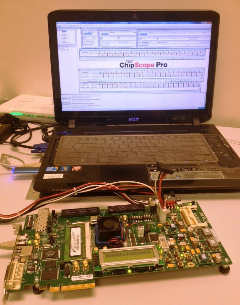 Status LEDs MEM FPGA Controller DCM QR-D systolic array Chipscope