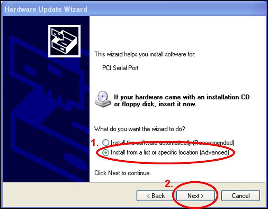 hardware wizard would start automatically. 2. Select No, not this time 3.