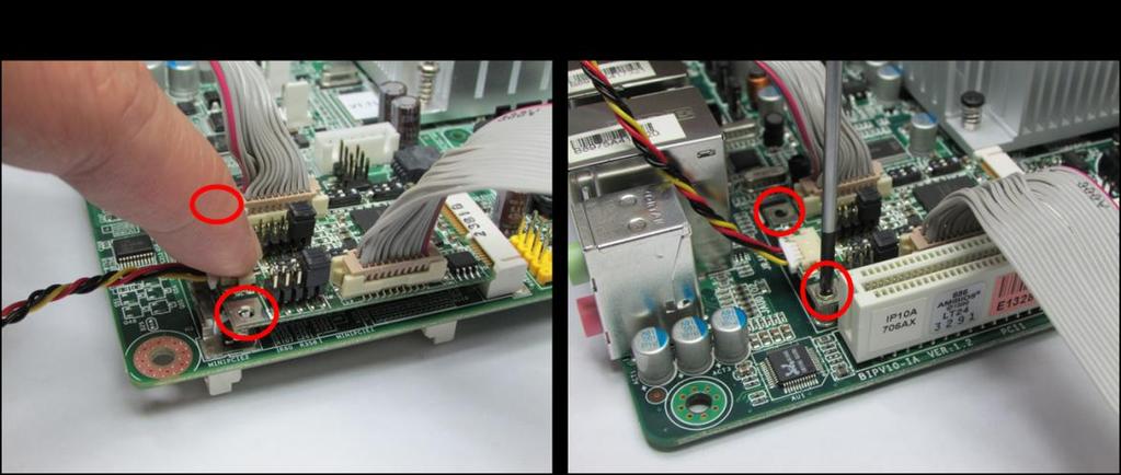 fix the card. It depends on the design of the motherboard (clip or screw). 1.