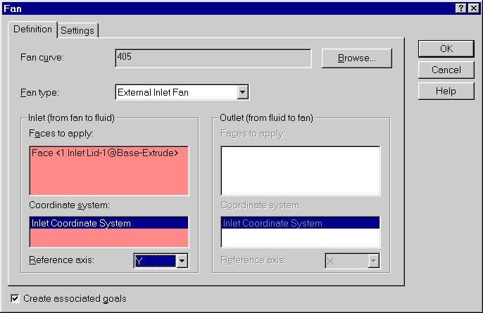 COSMOSFloWorks 2004 Tutorial Define the Boundary Conditions 10 Go back to the Definition tab. Hold down the Ctrl key and in the FeatureManager design tree select the Inlet Coordinate System.