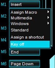 6. Disable Key Function 1 Choose the Macro Key to make a drop-down menu appear. Choose the item labeled Key off and click the APPLY button. 7.