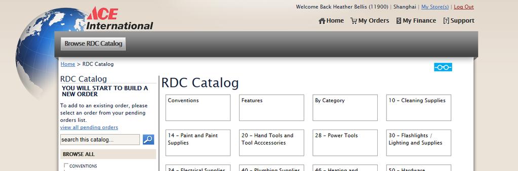 RDC Catalog //Order // Start an Order 3.2.