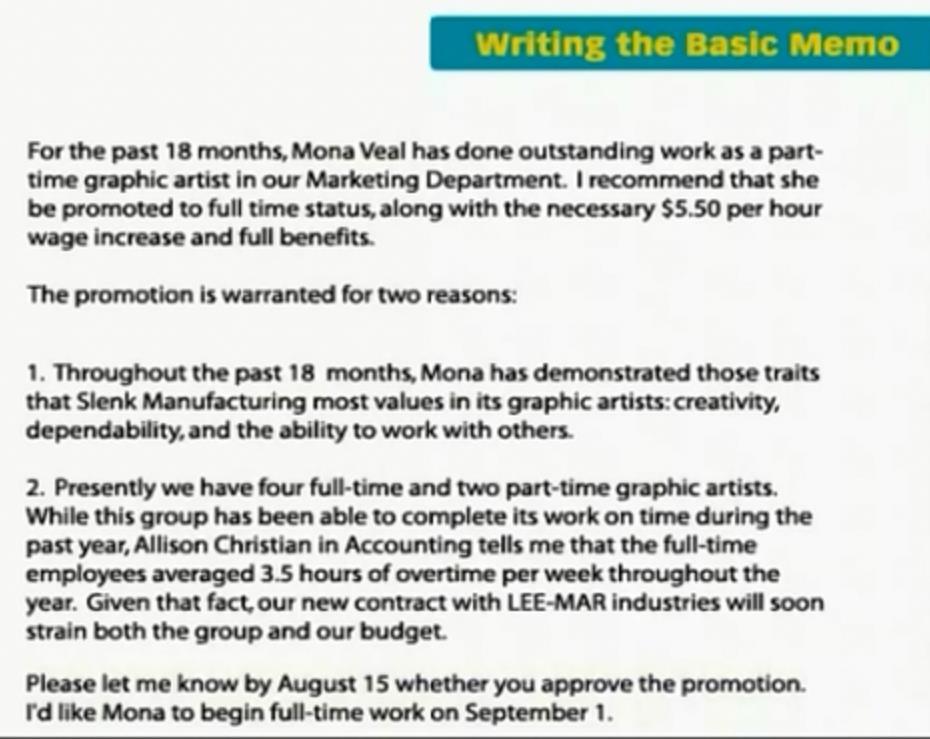 Youtube Video on How to Write a Successful Memo
