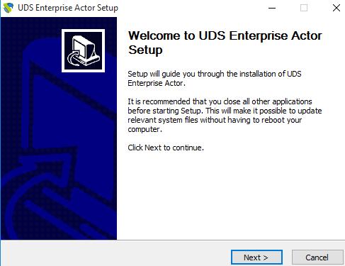 UDS Actor installation in Windows 10 Accept the license