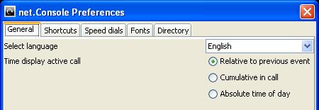 General preferences Select language of