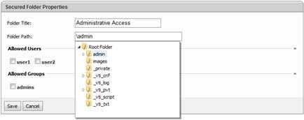 Select path to the folder within a web site that must be protected.