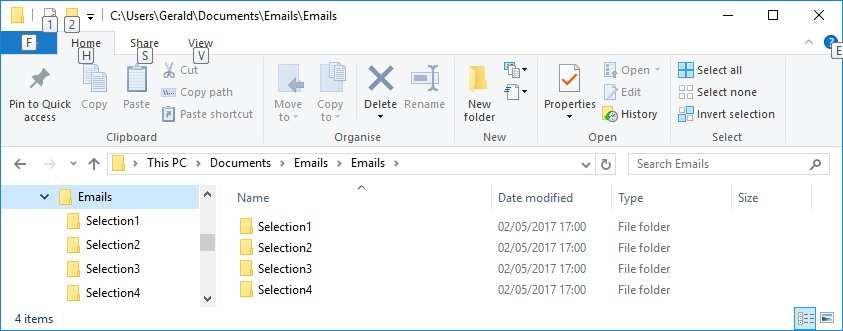 In Windows create a target folder for your.eml format emails.