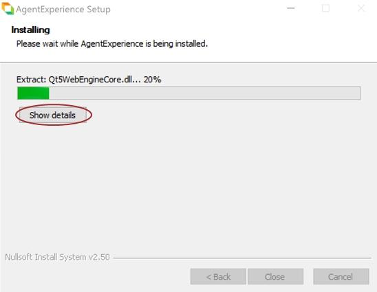 7. To begin the installation, click Install. 8. Wait for the installation wizard progress to reach 100%.