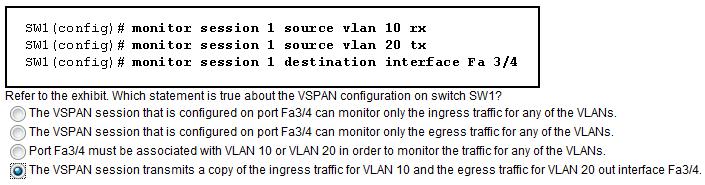 Refer to the exhibit. Which statement is true about the VSPAN configuration on switch SW1? A.
