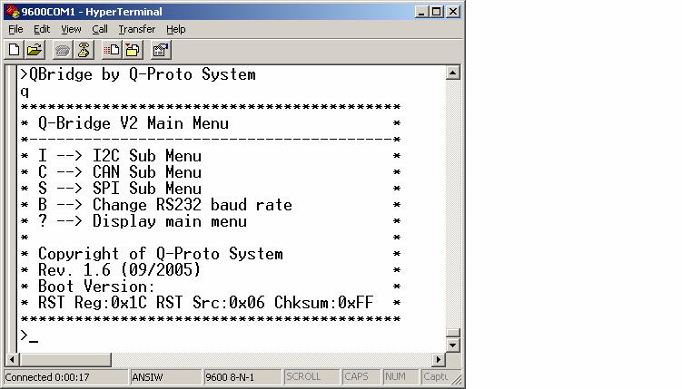 3. Main Menu 3.1. Command I (if I2C feature is purchased) I command will transfer the main menu to I2C sub menu. ASCII Mode: @ 3 i Success: I 3.2. Command C (if CAN feature is purchased) C command will transfer the main menu to CAN (controller area network) sub menu.