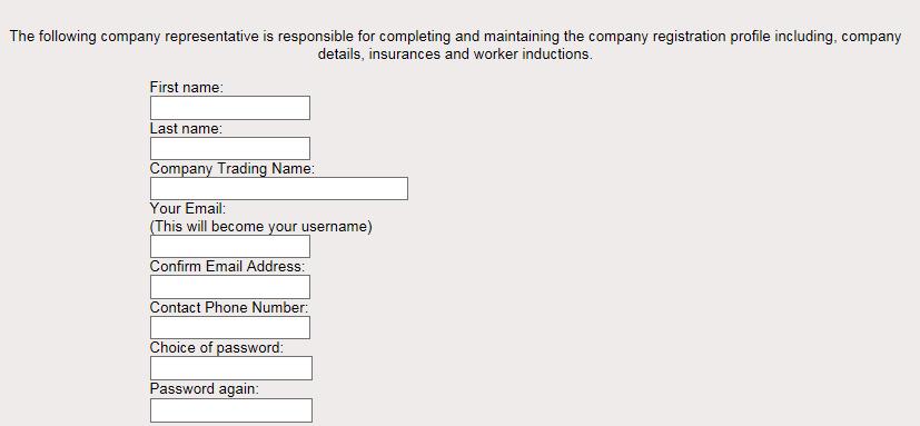 2. Complete all Company Registration details (All fields are manditory).