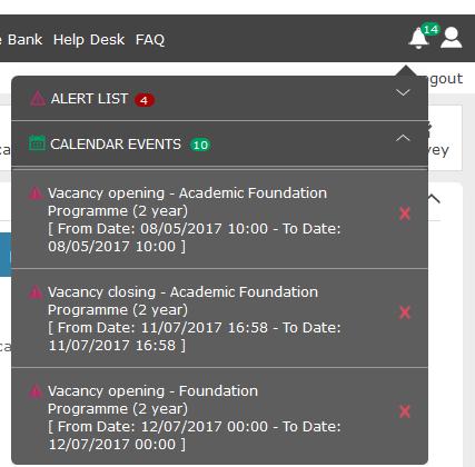 48 Hour you will see alerts for all events within the next 48 hours Alerts are displayed alongside the bell icon in your menu bar: By clicking on the alert icon, you can view your calendar event