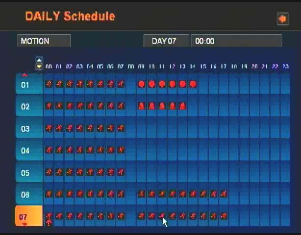 Chapter 2-7-2 Daily If daily schedule is set, Event or Manual recording can be set.