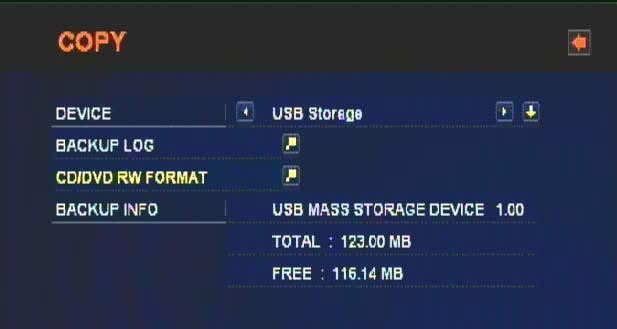 service from the IP sharing device. Chapter 2-9. Copy/Backup To perform BACKUP feature, select icon in MAIN MENU and press ENTER button. Chapter 2-9-1.