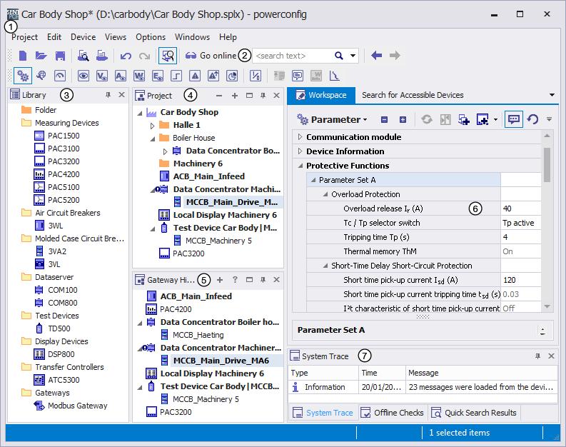 Commissioning and service software: powerconfig 7.2 User interface 7.2 User interface The user interface of powerconfig is clearly structured to meet specific user requirements.