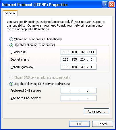 Internet protocol (TCP/IPv4) must be set up. In Windows 7 the properties of interfaces are configured in menus "Control Panel\Network and Internet\Network and Sharing Center".