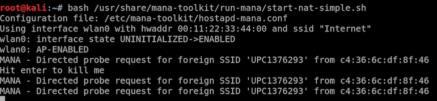 Finally execute the mana-toolkit as follows: Now you may connect your phone and IoT devices to the access point. Set up IoT devices and capture the packets: 1.