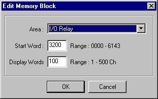 Set the area, start word, and the number of words for the block. 5. Set Memory Block 2 in the same way. 6.