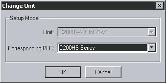 Editing Master Parameters Section 4-5 The following window will be displayed. Select the PLC Information Tab. 4. Click the Change Unit Button. The following window will be displayed. 5.