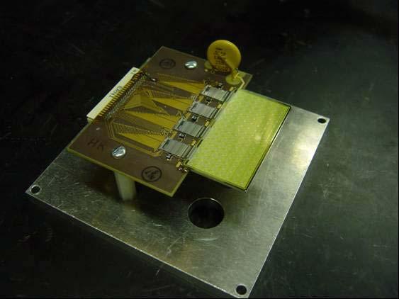 Figure 6: Left Image: Photograph of the silicon detector module tested in an 8T magnetic field.