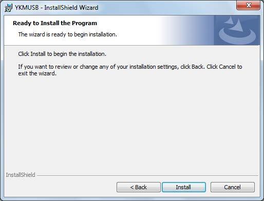 3. A screen prompting you to start the installation appears. If the installation settings are okay, click Install. The software is installed.
