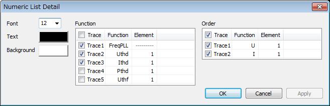 order Detail Setting Dialog Box A detail setting dialog box appears when you perform any of the following operations. Right-click the numeric list window.