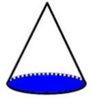 Cone A 3-dimensional figure with one circular base, a vertex at the