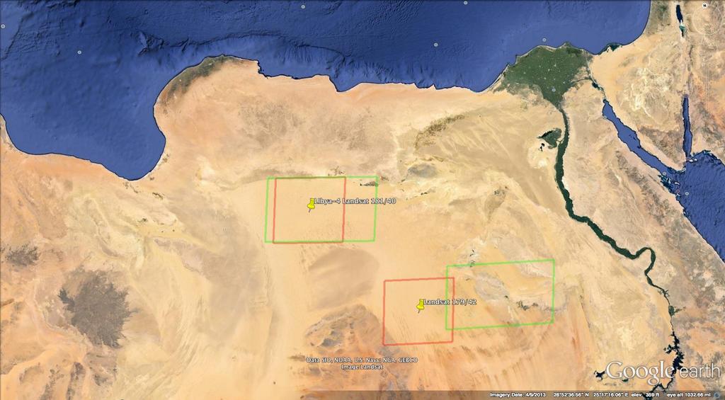 Example Predicted Near-Simultaneous S2a/L8 Passes over Libya-4 (181/40) June 25, 2015; DOY: 176; Dt: 17 minutes; Dq v : 2 ; every 80 days.