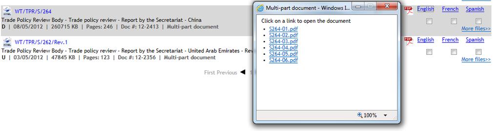 Viewing documents Once you have run the search, there are several options for viewing the documents. File preview Click on to open the PDF file(s) in English.