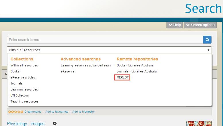 Search Remote repositories External (remote) repositories can be searched and the results imported directly to a contribution wizard.