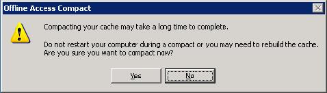 Figure 35 Compact warning 2. Perform one of the following steps: To confirm the compact, click Yes. To cancel the compact, click No.