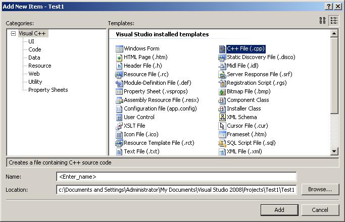 Figure 4: New item dialog Running C++ Programs To run your program you can press the button shown in Figure 5 or F5 key. After issuing run command, the window shown in Figure 5 will be displayed.