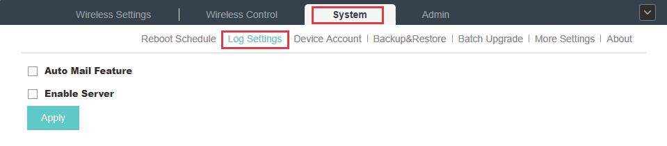 System 8 System 8.1 Reboot Schedule You can reboot all the EAPs in the network periodically as needed. Follow the steps below to configure Reboot Schedule. 1) Go to System > Reboot Schedule.