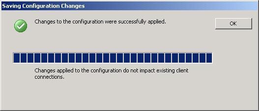 You will receive a notification message stating that the changes to the configuration were successfully applied.