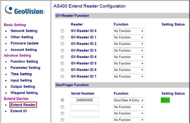 Enable and define each GV-Reader with its respective ID number. 19.