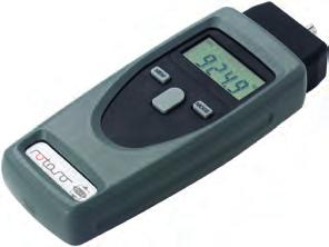 tip (female taper) for the speed measurement (peripheral speed or belt speed) as well as length measurement, a measuring wheel is placed on the adapter Technical data: 5 digit LCD display error