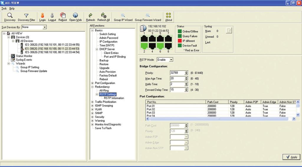 1 Topology View Monitoring and Configuration interface Dimensions 54.2 P8 145.
