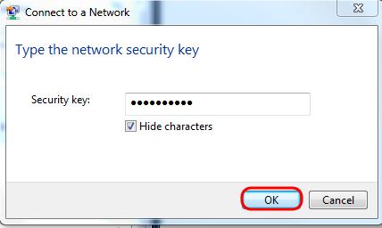 Step 2. Enter the Security Key for your network.