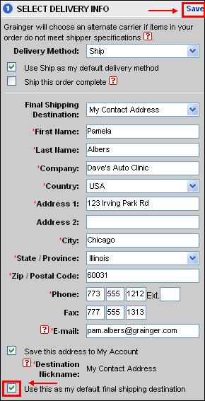 Ordering, Continued Step 8: Click the checkbox in the Use this as my default final shipping