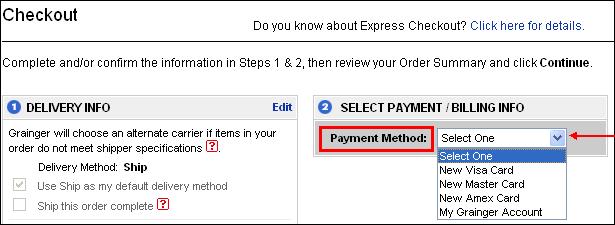 Ordering, Continued Step 9: Click the dropdown arrow in the Payment