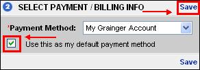 Step 10: Click the checkbox in the Use this as my default payment