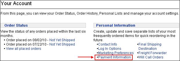 PAYMENT INFORM ATION Overview Payment Information allows a full rights user (FRU) to establish the method of payment for users on the account.