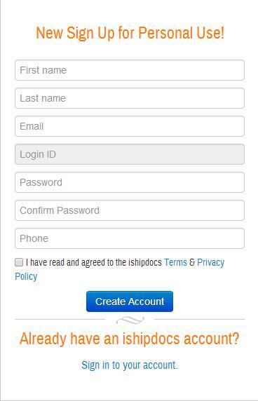 A new screen will appear to enter details as shown in the image below: Enter your First Name, Last Name, Email, Password, Confirm Password and Phone Number