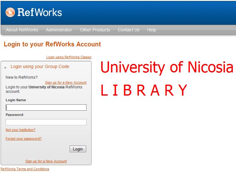 Once the RefWorks link has be clicked on, you will be taken to the