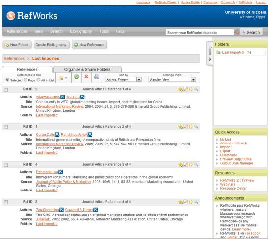 Save. A window will open select RefWorks in the Export to box and then click Continue.