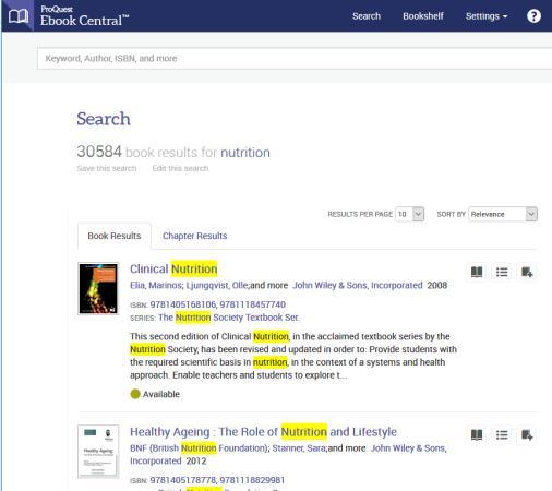 3.2.2 Export references from ProQuest ebook Central Perform your search and click on the title of the book you wish to