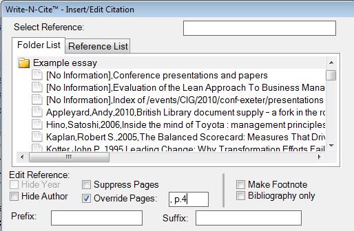 Adding page numbers to citations Tick Override Pages and insert