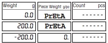 4. Pre-set Tare (tare un item of known weight) Pre-set Tare is a known tare value entered via the numeric keypad.
