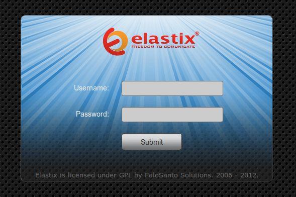 4.0 Setup Procedure To set up the Elastix Server for the Vega 5000 1. Go to the web address of the Elastix Server Login page.